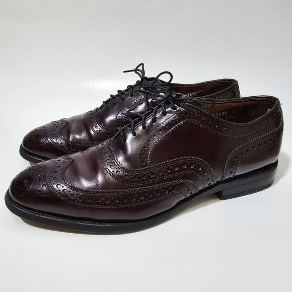 Allen Edmonds McAllister Wingtip Shoes Burgundy MENS Size 7.5 D Preppy Oldmoney